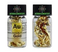 Or Élément 79 au , Feuille 24k 99,99 % en Flacon de Verre avec Etiquette