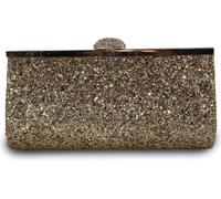 Or Femmes embrayage scintillant élégant sac de soirée brillant sac à main enveloppé strass sac avant-bras avec chaîne pour le mariage Wedding Prom Party, 23cm x 12cm x 4cm