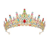 Or Fille Elegant Crown Headband For Women Birthday Decorations And Costume Nœud (Dark Blue, One Size)