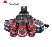 Or - Lampe Frontale Led Avec Zoom, 5 X T6, Alimentée Par Batterie 2x18650, Chargeur Usb, Pour Camping Et Pêche, Ac, Voiture