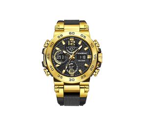 (Or) LIGE Nouvelles montres pour hommes 50M étanche horloge alarme reloj hombre LCD double affichage