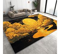 Or Lune Tapis 50 x 80 cm Nuages Ciel Rivière Antidérapant Lavable Tapis de Sol Doux Facile d’Entretien Petit Rug de Chevet pour Chambre Entrée Q-119