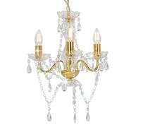 Or Lustre avec perles Doré Rond 3xE14 - Lampes H2333