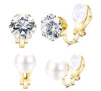 Or Manchette d'Oreille pour Femme, Faux Piercing Oreille, 2 Paires Boucles Oreille Sans Trou Ear Cuff Non Piercing Boucles d'Oreilles Ensemble