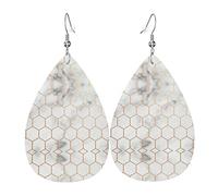 Or Marbre Nid D'abeille Géométrique Hexagonal En Cuir Boucles D'oreilles Pour Les Femmes Dangle Boucle D'oreille Goutte Pendentif Avec Crochet Cadeaux Pour Adulte Fille