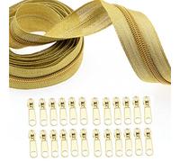Or Métalliques Nylon Fermeture Éclair 9 Metres - Blanc et Laiton Antique - Comprenant 20 Curseurs - pour Couture Artisanat,Vêtements,Fait Main SHUNLI