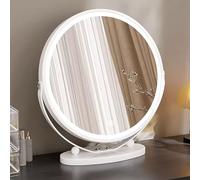 Or/Noir Miroir de Maquillage avec lumière Miroir de Maquillage Rond à LED avec Commande Tactile Pivotant for coiffeuses, Chambres à Coucher(White+Light,40cm/16in)