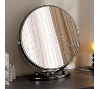 Or/Noir Miroir de Maquillage avec lumière Miroir de Maquillage Rond à LED avec Commande Tactile Pivotant for coiffeuses, Chambres à Coucher(Black,45cm/18in)