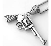 Or Noir modèle Revolver Pistolet Hommes Colliers pendentifs Punk pour Petit ami Titane Acier Hip hop Rock Bijoux créativité Cadeau