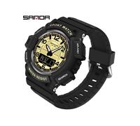 (Or noir) SAMDA Nouvelles montres de sport pour hommes 50M étanche horloge alarme double affichage montre-bracelet