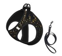 Or Paillettes Noir Cool Moderne,Harnais pour Animaux de Compagnie, Harnais réfléchissant réglable pour Chien,S