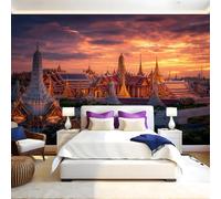 Or Papier Peint Intissé 200x140 cm Bâtiment du Sunset Palace Papier Peint Panoramique Mural Affiche Géante Décoration Murale Photo Salon Chambre D'enfant Décor Fond TV