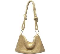(Or) Porte-monnaie en strass pour femmes, sac à main de soirée chic et scintillant, sac à main Bling Hobo, porte-monnaie à cliquet argenté brillant pour fête, club, mariage