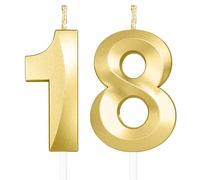 Or profond bougies d'anniversaire en forme de chiffre 18, 11D bougies Or profond décoration de gâteau,décoration de gâteau pour fête d'anniversaire, mariage,bougie d'anniversaire pour gâteau