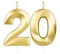 Or profond bougies d'anniversaire en forme de chiffre 20, 13D bougies Or profond décoration de gâteau,décoration de gâteau pour fête d'anniversaire, mariage,bougie d'anniversaire pour gâteau