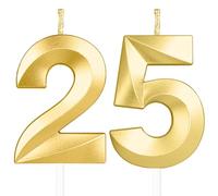 Or profond bougies d'anniversaire en forme de chiffre 25, 18D bougies Or profond décoration de gâteau,décoration de gâteau pour fête d'anniversaire, mariage,bougie d'anniversaire pour gâteau