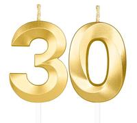 Or profond bougies d'anniversaire en forme de chiffre 30, 6D bougies Or profond décoration de gâteau,décoration de gâteau pour fête d'anniversaire, mariage,bougie d'anniversaire pour gâteau