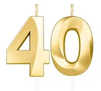 Or profond bougies d'anniversaire en forme de chiffre 40, 3D bougies Or profond décoration de gâteau,décoration de gâteau pour fête d'anniversaire, mariage,bougie d'anniversaire pour gâteau