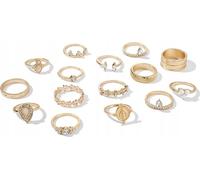 Or Retro Punk Boho Ring Set 84