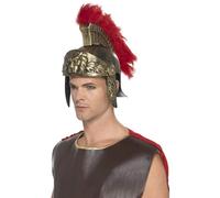 Or Romain Casque Spartan Chapeau Rouge Plume Adultes Plastique Déguisement