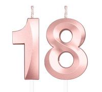 Or Rose bougies d'anniversaire en forme de chiffre 18, 3D bougies Or Rose décoration de gâteau,décoration de gâteau pour fête d'anniversaire, mariage,bougie d'anniversaire pour gâteau