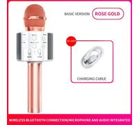 Or rose Gadget de téléphone portable pour chant, Microphone à condensateur, Audio domestique, Bluetooth, karaoké, diffusion en direct, sans fil, Ws858