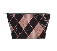 Or Rose Marbre Rose Noir Géométrique, Trousse de Toilette Trousse de Maquillage Sac à cosmétiques Trousse de Toilette de Voyage Portable