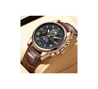 (Or rose noir) LIGE Mode Automatique Date Hommes Montres À Quartz Top Marque De Luxe Mâle Horloge Chronographe