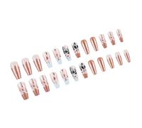 Or Rose Paillettes Styles Français Long Ballet Faux Ongles Couverture Complète Coller Sur Ongles Pour Les Fêtes Et Les Mariages