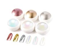Or Rose Poudre Chrome Ongle: LEDSUUEI Poudre Ongle Effect Miroir, Poudre Métal Holographi Pigment, Irisée Aurore Nacrée Paillettes Poudre Chrome Nails, Chrome Ongles Nail Art DIY Décora Set- 6PCS