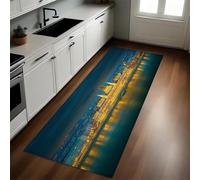Or Tapis de Cuisine Architecture Nocturne de la Ville Lavable Doux Polyester 50 x 150 cm Tapis d’Entrée Absorbant Passage Couloir Facile à Nettoyer