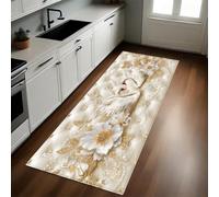 Or Tapis de Cuisine Cygne Souple en Cuir Antidérapant 50 x 80 cm Devant Évier Anti-Salissures Lavable Cuisine Buanderie Entrée Couloir