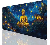 Or Tapis de Souris XXL 800 x 300 mm, Grand Tapis de Souris Zen Design avec Bords Cousus 3mm, Mouse Pad Gaming Accessoire Bureau Desk Decoration, Imperméable Résistant à Usure Lavable, Gifts,o-297