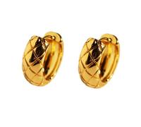Or-ton matelassé Texture Huggie boucles d'oreilles, charnière Snap-Lock petit texturé Hoop oreille bijoux