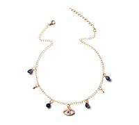 Or-Tons Mauvais Oeil Collier Ras Du Cou, Bleu Goutte Cristal Dainty Pendentif Chaîne Réglable Bijoux