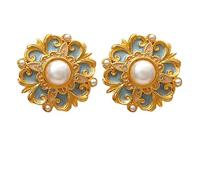 Or Vintage Cour Style Perle Fleur Boucles D'oreilles Élégant Léger Exquis Cadeau D'anniversaire pour Les Femmes