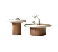 oR3sB4jE Table Basse Ensemble de Tables Basses Rondes en Bois, 2 pièces, Salon Modernes, Paire coordonnée Étagère de Rangement