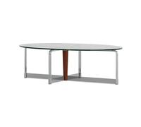 oR3sB4jE Table Basse Table Basse Ovale en Verre avec Cadre et Accents Bois, Centre de Table Moderne for Salon décoration intérieure Étagère de Rangement