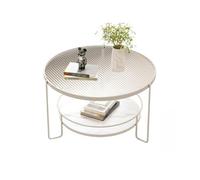 oR3sB4jE Table Basse Table Basse Ronde avec Mini Table Minimaliste en Verre trempé nervuré for Petits Salons, Design Moderne et Peu encombrant Étagère de Rangement(Blanc,80cm)
