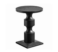 oR3sB4jE Table Basse Table d'appoint Ronde en Bois Massif, Table avec Base carrée Stable, de Chevet 53,3 cm Hauteur, for Salon, Chambre, Balcon, Bureau, Noir Étagère de Rangement