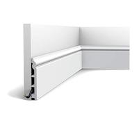 Orac Plinthe SX118-RAL9003 200 cm x 13,8 cm x 1,8 cm Polystyrène extrudé (HDPS) classique arrondi avec passage de câble prépeinte en blanc (RAL 9003)