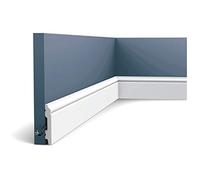 Orac Plinthe SX165 200 cm x 6,9 cm x 1,1 cm Polystyrène extrudé (HDPS) classique arrondi avec passage de câble prétraité