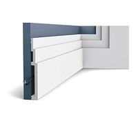 Orac Plinthe SX181 HIGH LINE 200 cm x 20 cm x 2,2 cm Polystyrène extrudé (HDPS) angulaire avec passage de câble prétraité