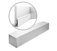 Orac Plinthes SX173-RAL9003-box 200 cm x 1,6 cm x 10 cm Polystyrène extrudé (HDPS) classique arrondi avec passage de câble prépeinte en blanc (RAL 9003) 20 moulures / 40 m