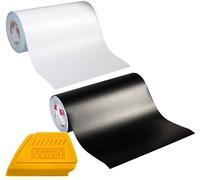 ORACAL 651 Kit de démarrage en vinyle multicolore 30,5 cm x 1,5 m 2 rouleaux avec raclette jaune rigide (noir mat/blanc)