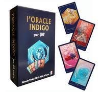 ORACLE INDIGO - Jeu de 60 cartes avec livret explicatif de 80 pages dans un boîtier cloche - 2ème édition originale créée par l'auteur artiste peintre et médium - Format des cartes : 12 cm x 7,5 cm.