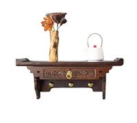 Oracra Autel Bouddhiste Autel Personnel en Bois avec Tiroir Support pour Prières et Offrandes Bouddhistes Porte-encens pour Sanctuaire ou Temple Étagère de Méditation Sculptée(80cm(31 1/2"))