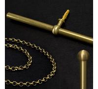 Oracra Cimaise pour Tableau Tringle de Suspension pour Cadres svec Chaîne Dorée, Embouts et Supports Rail Mural de Galerie en Laiton Antique Kit de Suspension pour Œuvres d'art(125cm/49.2in/4.1ft)