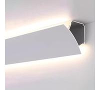 Oracra Corniche Plafond Profilé LED de 1,5/2/ 2,4/3/ 4/9,75/15 M pour Rubans LED, Moulure de Couronne à Double Diffuseur, Décoration de Profilé D'éclairage Indirect pour Plafond/Mur(2 m(6.6ft))