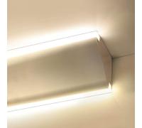 Oracra Corniche Plafond Profilés de Moulure LED en Aluminium pour Plafonds et Murs, Profilé D'éclairage Linéaire Décoratif pour Moulure de Corniche, Rail pour Double Bande LED(16.4ft(5 m))